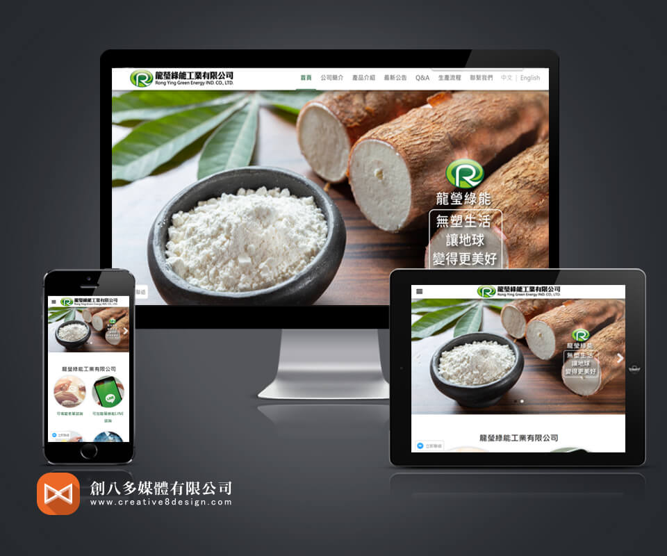 龍瑩綠能工業有限公司的網站示意圖