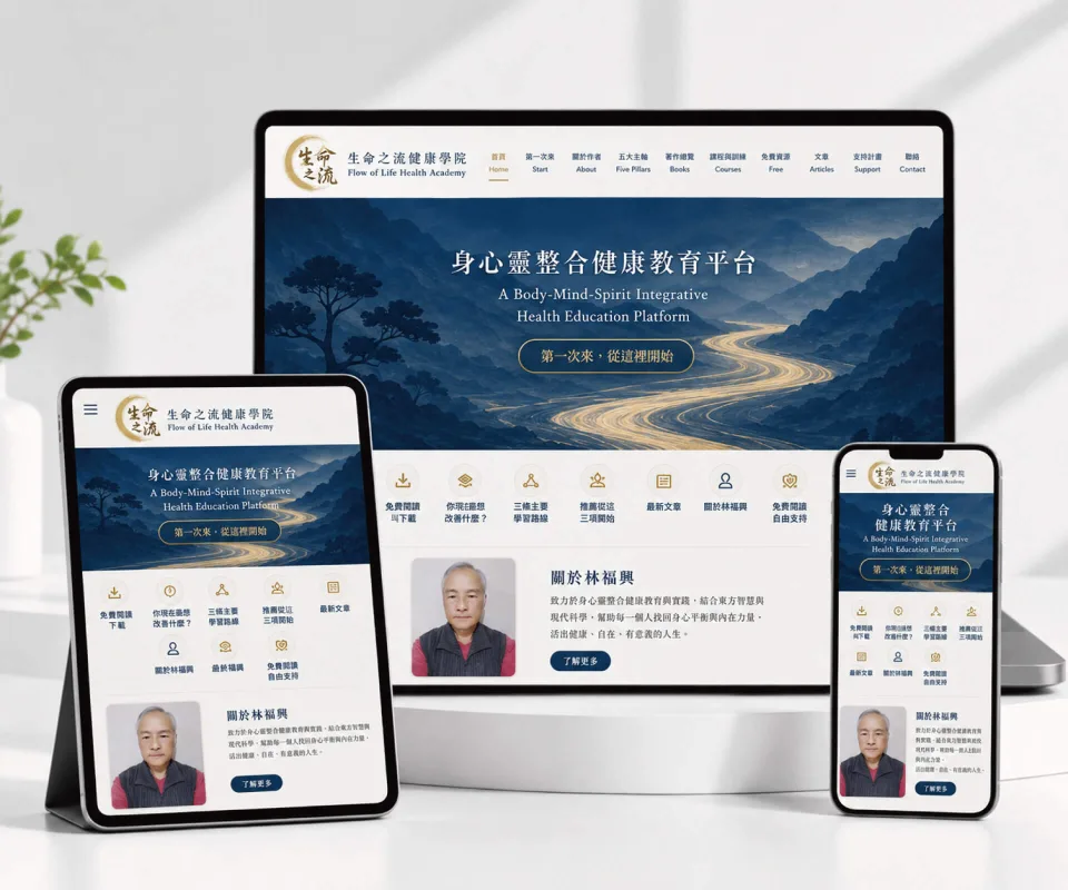 生命之流健康學院-不是把健康知識放上網，而是替每個迷惘的人設計一個入口 網站設計作品
